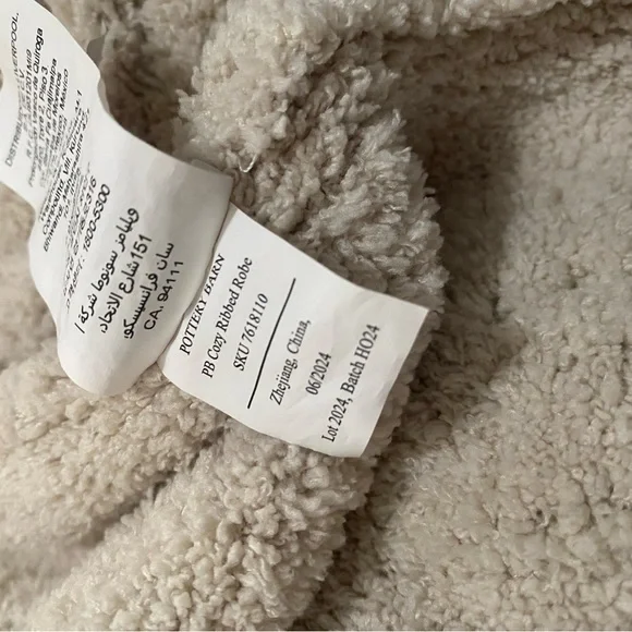 Pottery Barn Cream Plush cozy ribbed Robe - Picture 14 of 14